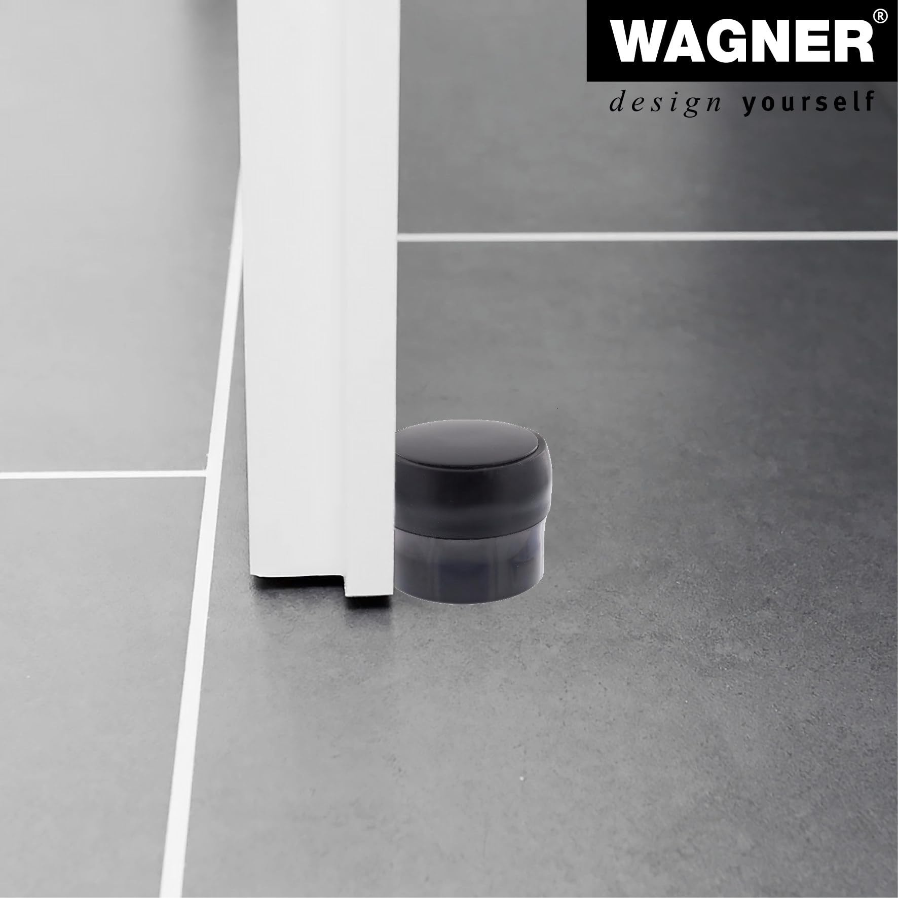 Wagner podłogowy stoper do drzwi Black Deluxe – Ø 40 x 30 mm, wysokiej jakości tworzywo sztuczne, wysoki połysk, czarny, samoprzylepny, możliwość usunięcia bez pozostawiania śladów - 15522511