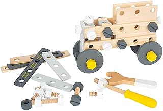 Small Foot Wooden Toys- Ultimate Construction Set Includes Wooden Wrench, Drill and Screws-Premium Building Toys for Boys and Girls Ages 3+, Multi