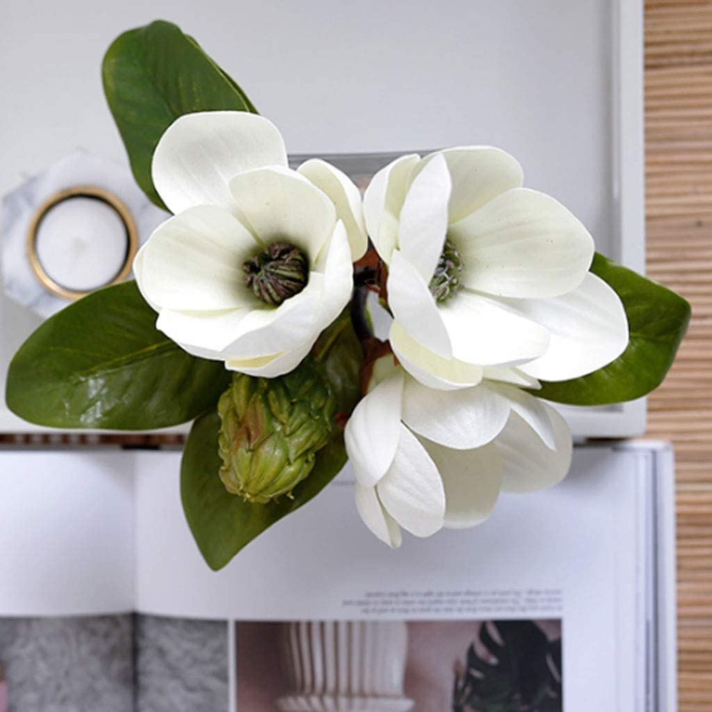 Fiori Artificiali Fiori Artificiali Con Vaso, Composizione Di Finti In Seta Per Centrotavola, Decorazione Per Matrimoni A Casa Finti(White-2)