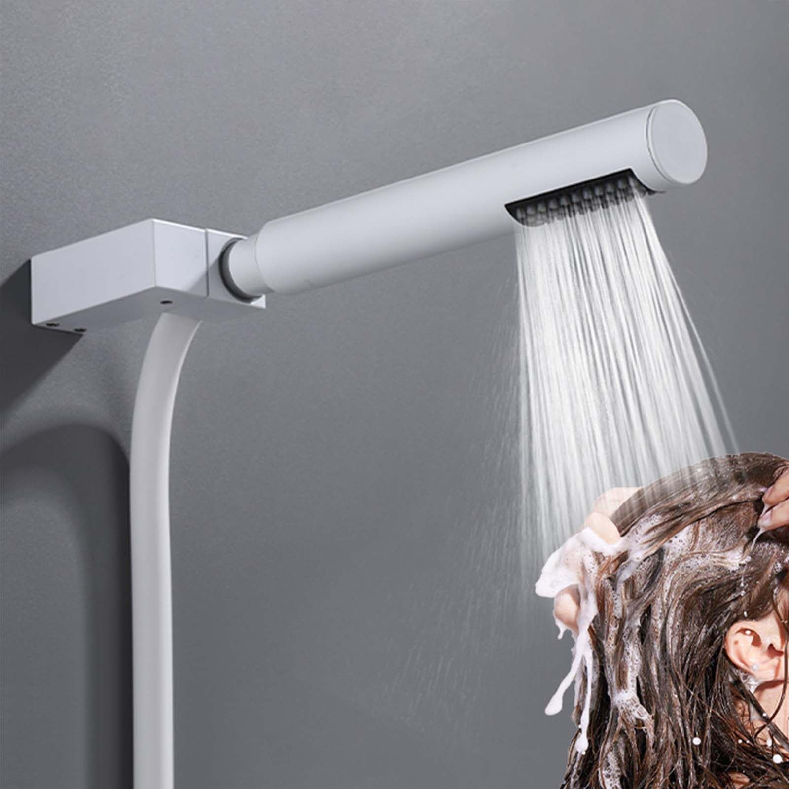 Soporte Ducha Pared Blanco Soporte Alcachofa Ducha Latón Soporte Ducha Rotación de 360° Soporte de Ducha Instalación de Perforación Soporte para Ducha Enchapado Soporte Cuadrado Ducha Barra