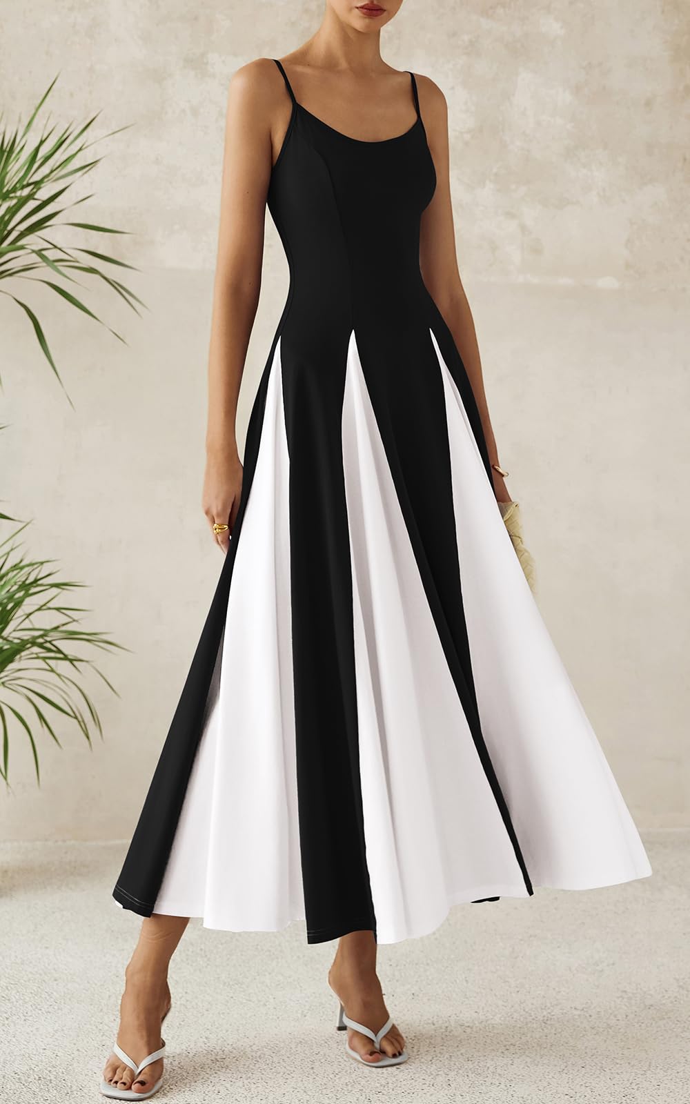 PRETTYGARDEN Abiti estivi senza schienale con spalline sottili per le donne 2025 Maxi abiti fluidi senza maniche Abito da sposa