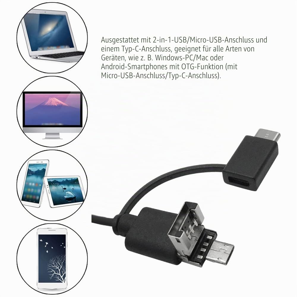 Tragbare Digital-USB-Mikroskop-Inspektions-Vergrößerungsglas IP67 imprägniern Kamera eingebaute 8 LED-Lichter mit moderner CMOS-Sensor-Vergrößerung 10X-200X für Android-Smartphones PC-Computer-Laps