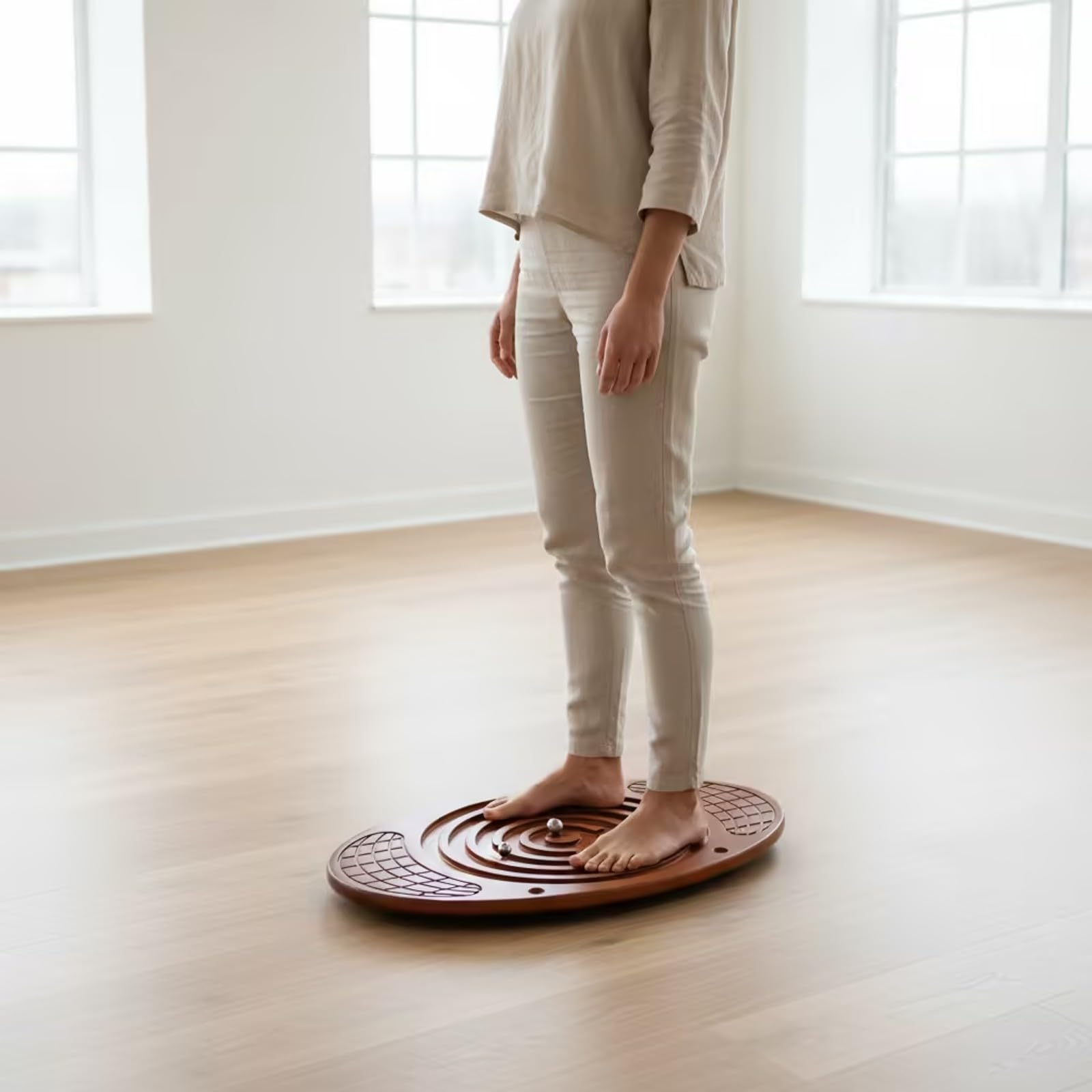 Tavola a per Equilibrio | Stabile, Pedana di Equilibrio Ovale in Legno, per Gioco Attivo, Bambini