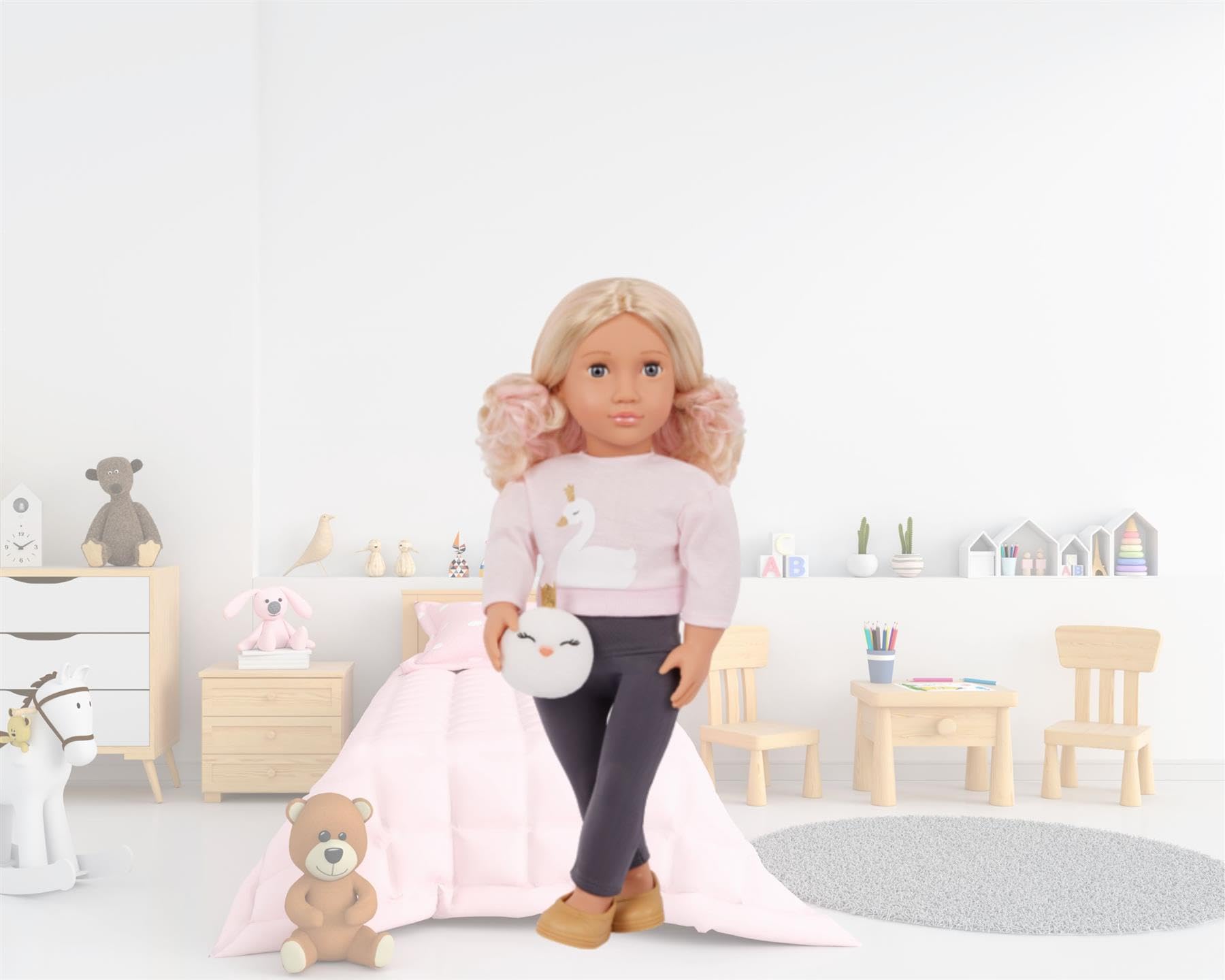 Our Generation Eliana - 18-calowa modna lalka ze strojem o tematyce łabędzia, szare oczy i stylowe blond włosy - ubrania dla lalek i akcesoria kompatybilne - wiek 3+"
