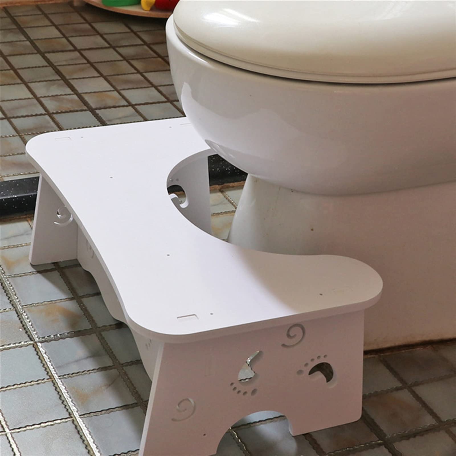Taburete de Inodoro para baño, Taburete de Inodoro Antideslizante Ayuda para Inodoro Reposapiés en Cuclillas Ayuda para Orinal Ayuda a prevenir el estreñimiento Suministros de baño Ayuda (C