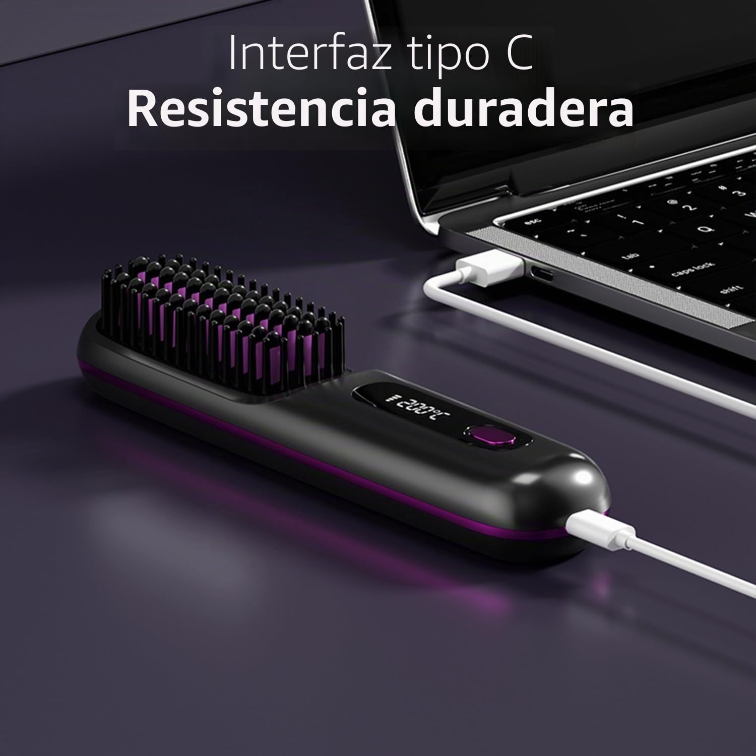 Go Brush Pro - Mini cepillo alisador de pelo inalámbrico portátil para mujer, con pantalla LCD de temperatura, 2000 mAh, calentamiento rápido y plancha de cerámica inalámbrica (BK)