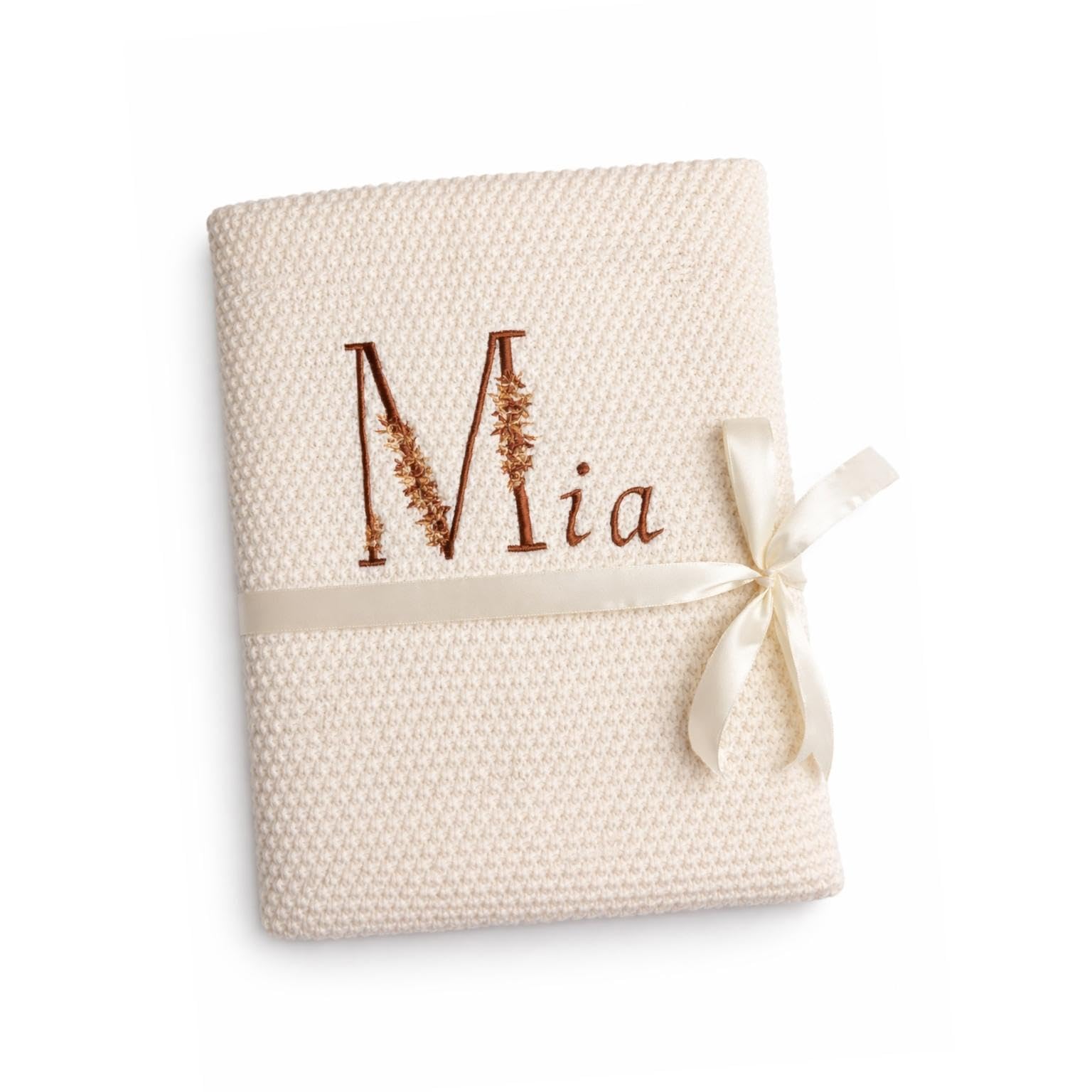Couverture Bébé Personnalisée brodée Prénom Initiales Fleurs- Idée Cadeau Original Toutes Occasions, Fille, Garçon