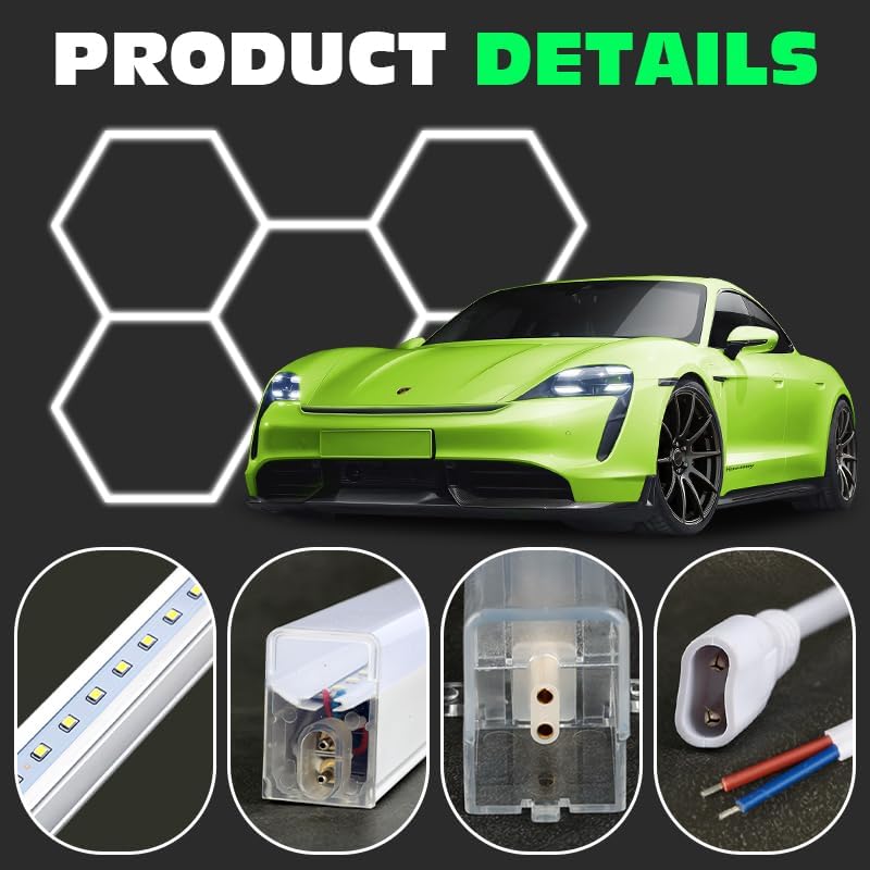 Hexagon Garage Lights, 3 Niveles de Ajuste de Brillo Led de 25 Paquetes, 216W, 25920LM, Luzes de Techo para Garaje, Centro Comercial, taller y Detallado de Coches