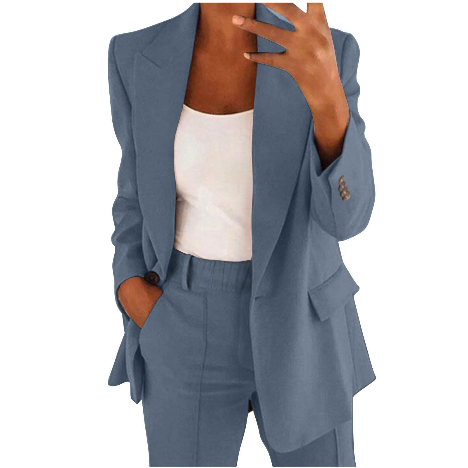 Offre du Jour Revers Costume Ensemble Bureau Affaires à Manches Longues Bouton Formel Veste Pantalon Costume Mince Ample Pantalon Veste Costume Monnaie De Ceinture
