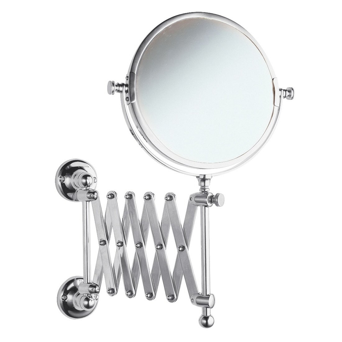 Milano Chrome Elizabeth Wall Mounted Bathroom Double Sided Extending Round Shaving Mirror