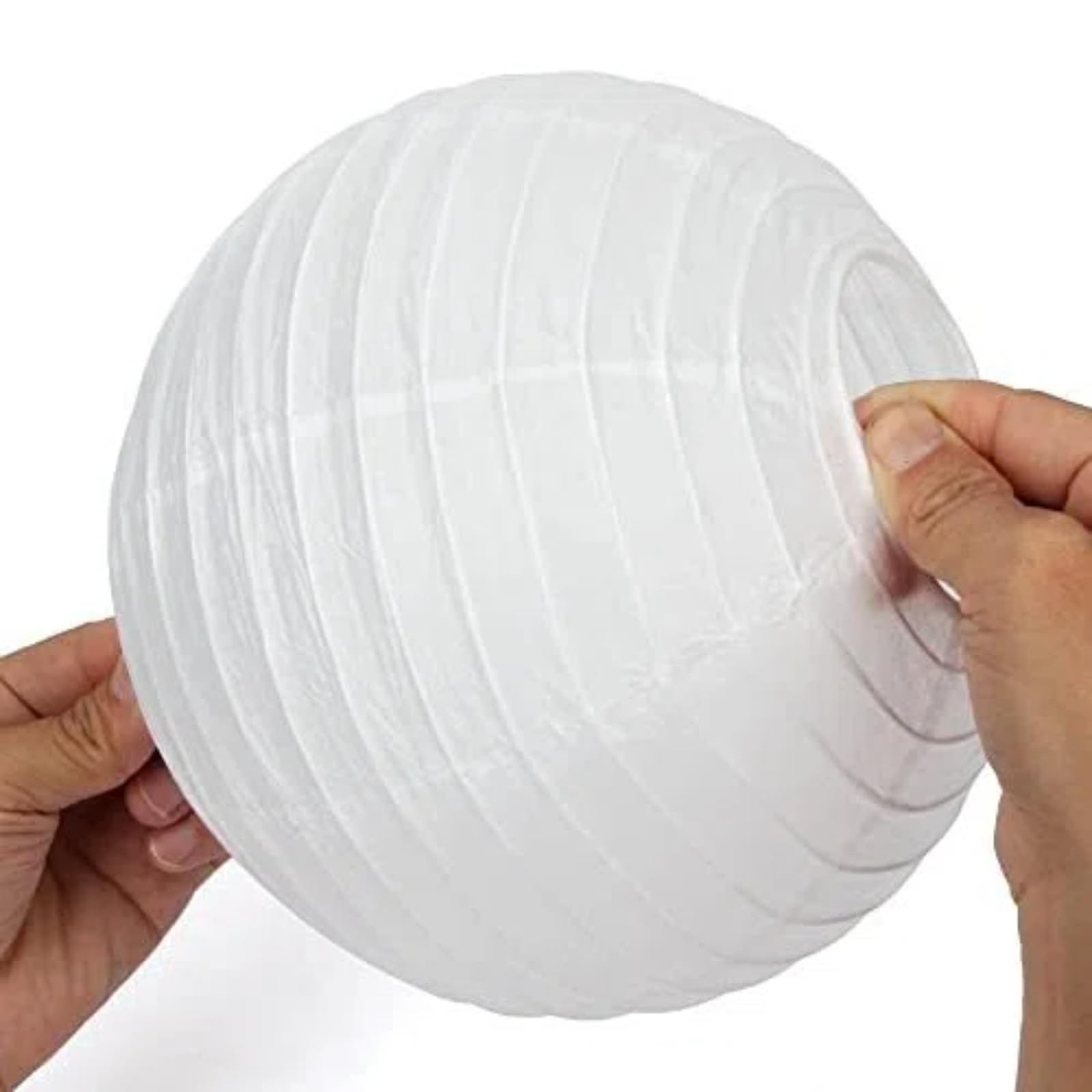 10 lanterne con stoppino, 35 cm, rotonde, in carta, colore bianco, stile classico, in bambù, per decorazione di matrimonio, compleanno, giardino (bianco, 35 cm)