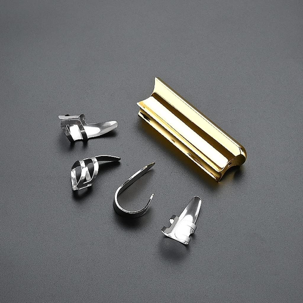Alnicov Guitar Slide Steel Stainless Tone Bar for Lap Steel Guitar, Hawaiian Guitar, Electric Guitar with Metal Thumb Finger Picks Plectrums，Gold