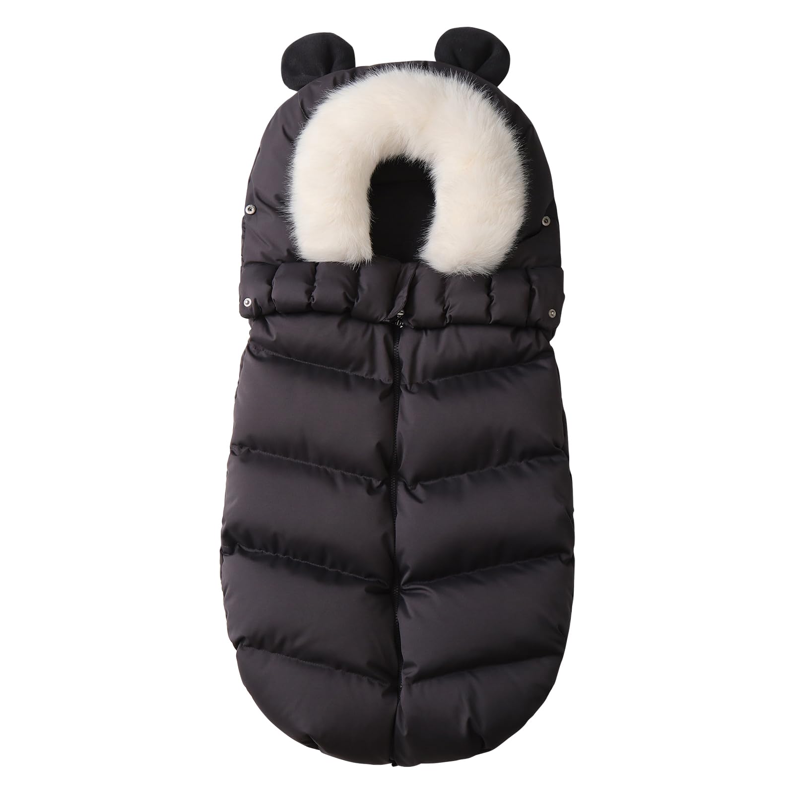 Liemuao - Sacco a pelo per passeggino, universale, invernale, caldo, con cerniera, per bambini, impermeabile, adatto per passeggino, carrozzina, seggiolino auto (nero)