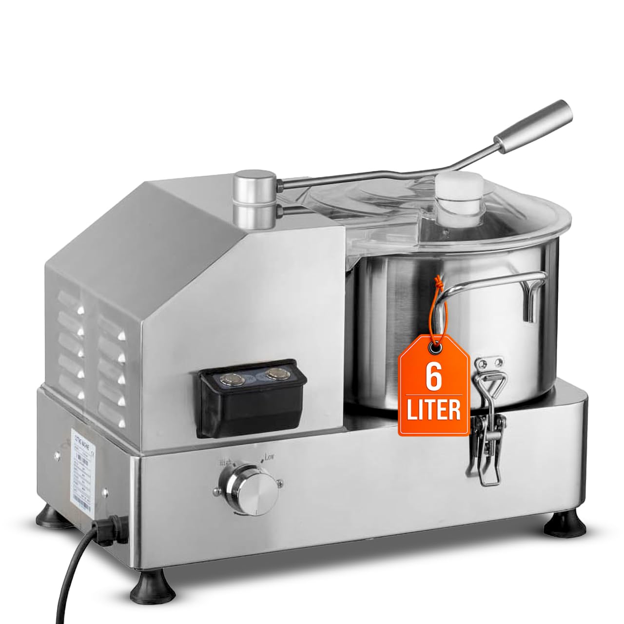 GastroHero Coupe-légumes en acier inoxydable CU-ECO6 - 6 l | Coupe-légumes professionnel pour gastronomie, boîtier en acier inoxydable robuste, nettoyage facile, vitesse réglable