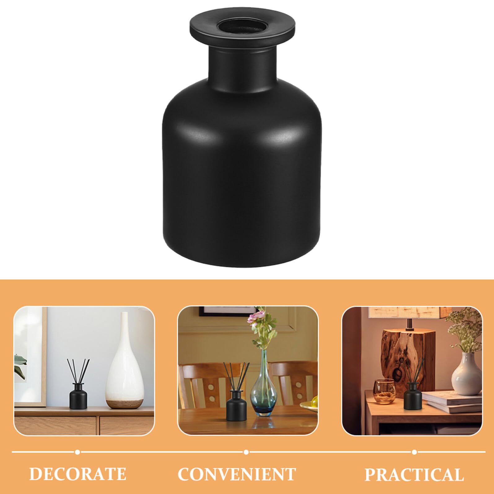 ULTECHNOVO Lot de 4 Flacons Diffuseurs en Verre Noir Mat 150 ML Réservoirs Vides Rechargeables pour Bâtonnets de Parfum Diffuseurs sans Flamme Adaptés à la Maison Bureau et Aromathérapie