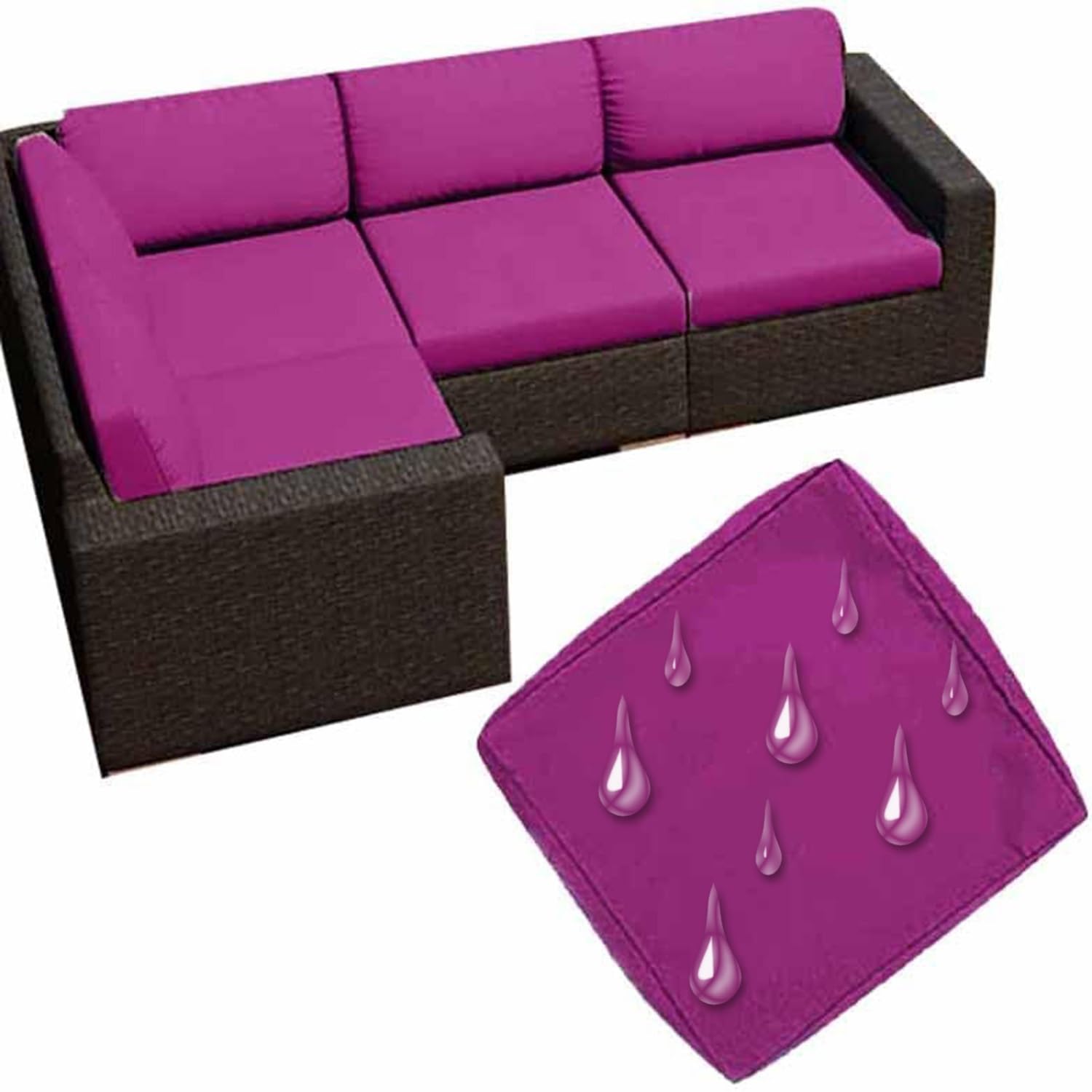Uwobtn Color25 Replacement Outdoor Cushion Covers Waterproof, 50X50 60X60 Garden Sofa Seat Cushion Slipcover With Zipper, Removable Patio Cushion Covers For Indoor Outdoor Rattan Furnitur(,50X55x10cm)