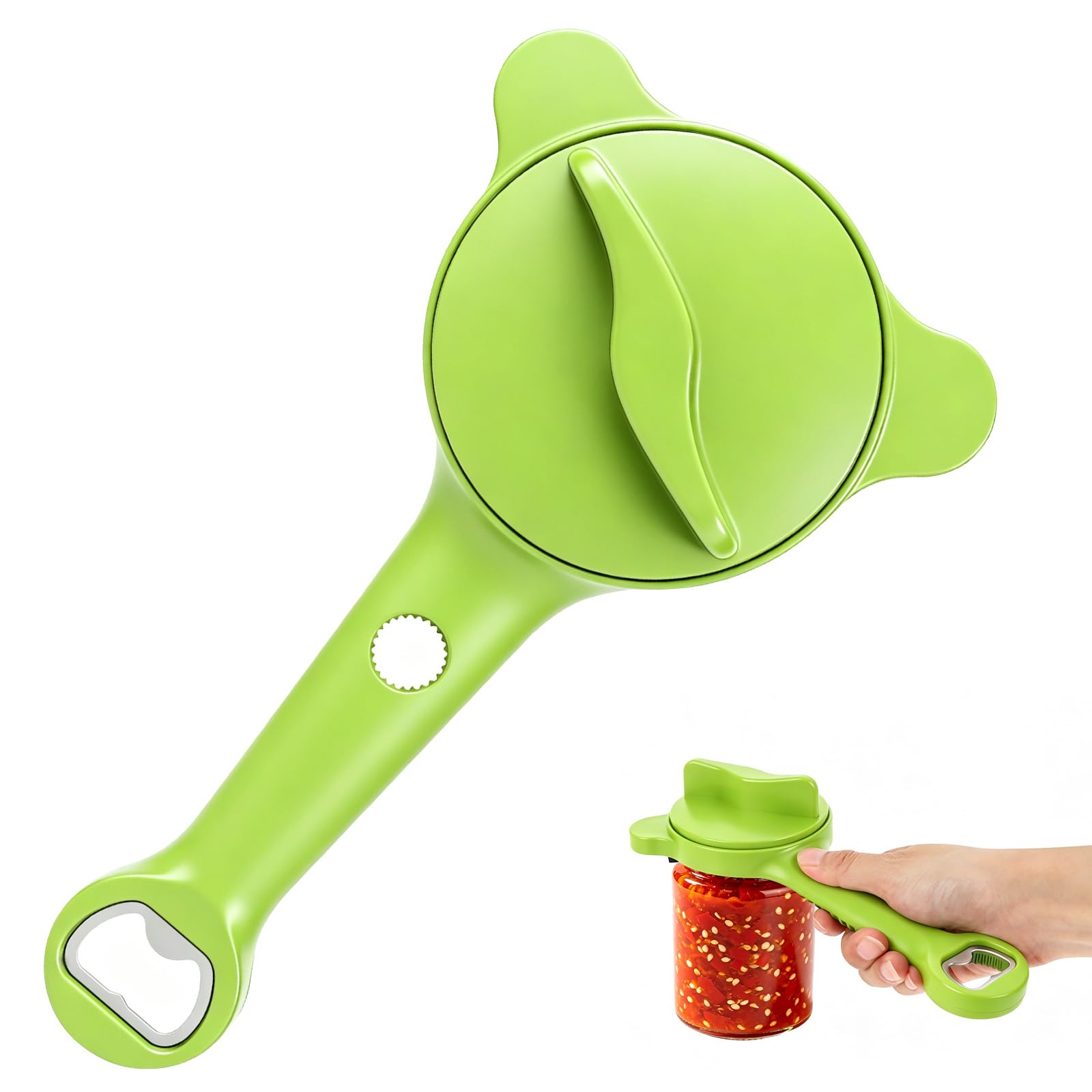 Multifunctional Jar Opener - Adjustable Can Opener with Long Handle, Manual Tin Opener for Weak Hands, Effortless Opening Tool Kitchen Gadget for Elderly Home Use Beer Bottle Screw Top Remover (green)