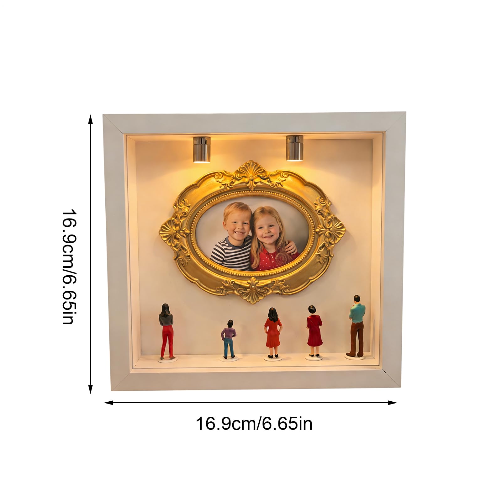 Generico Scatola per mini museo fai da te,Espositore foto di famiglia con cornici dorate,Scatola Espositiva Fai da Te per Foto di Famiglia e Ricordi | per Donne, Uomini, Padri e Madri