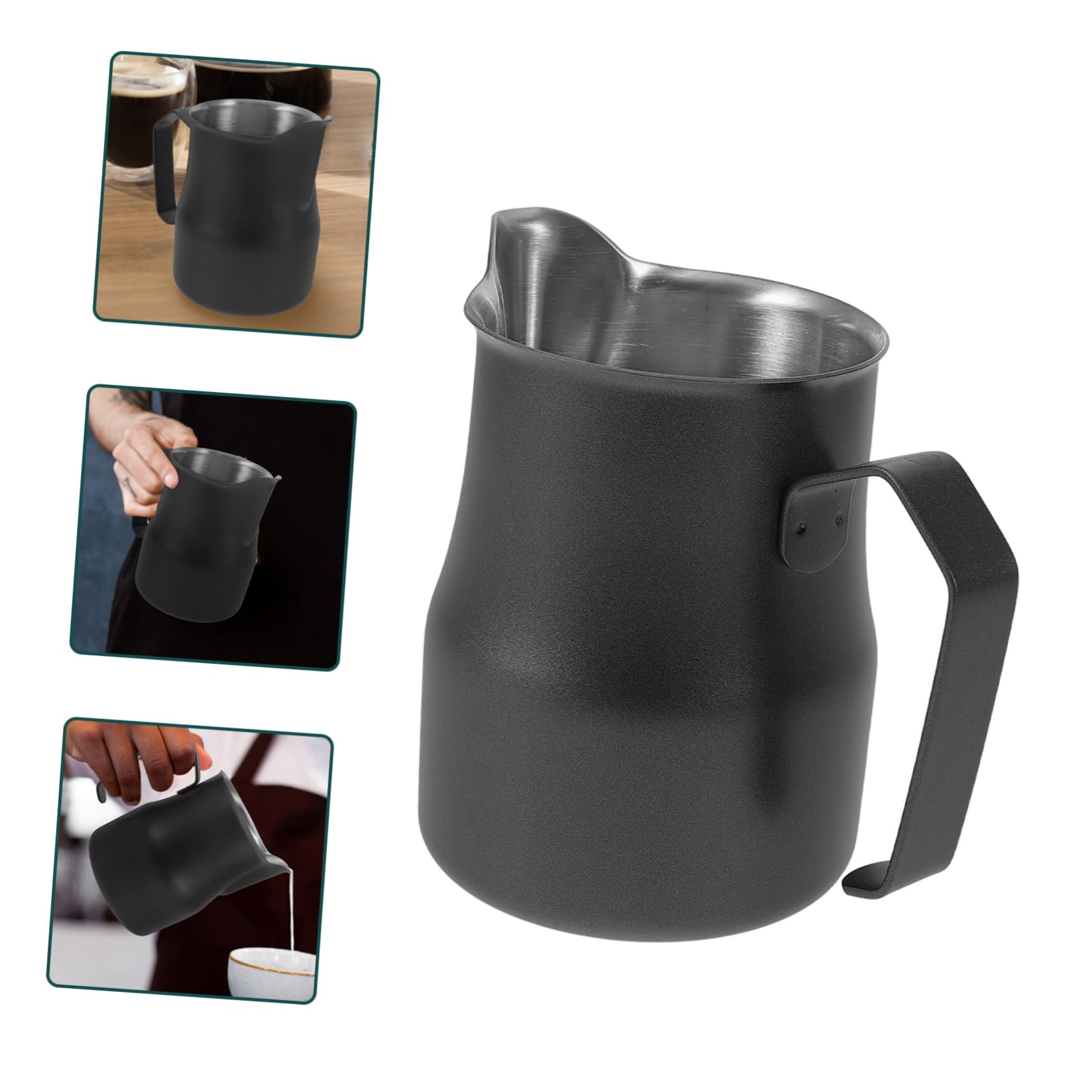 Tofficu 5 Piezas Leche de Inoxidable de Jarra Espumar Café Espresso Jarra de Leche Profesional Cafetería y Hogar Elegante y Moderno