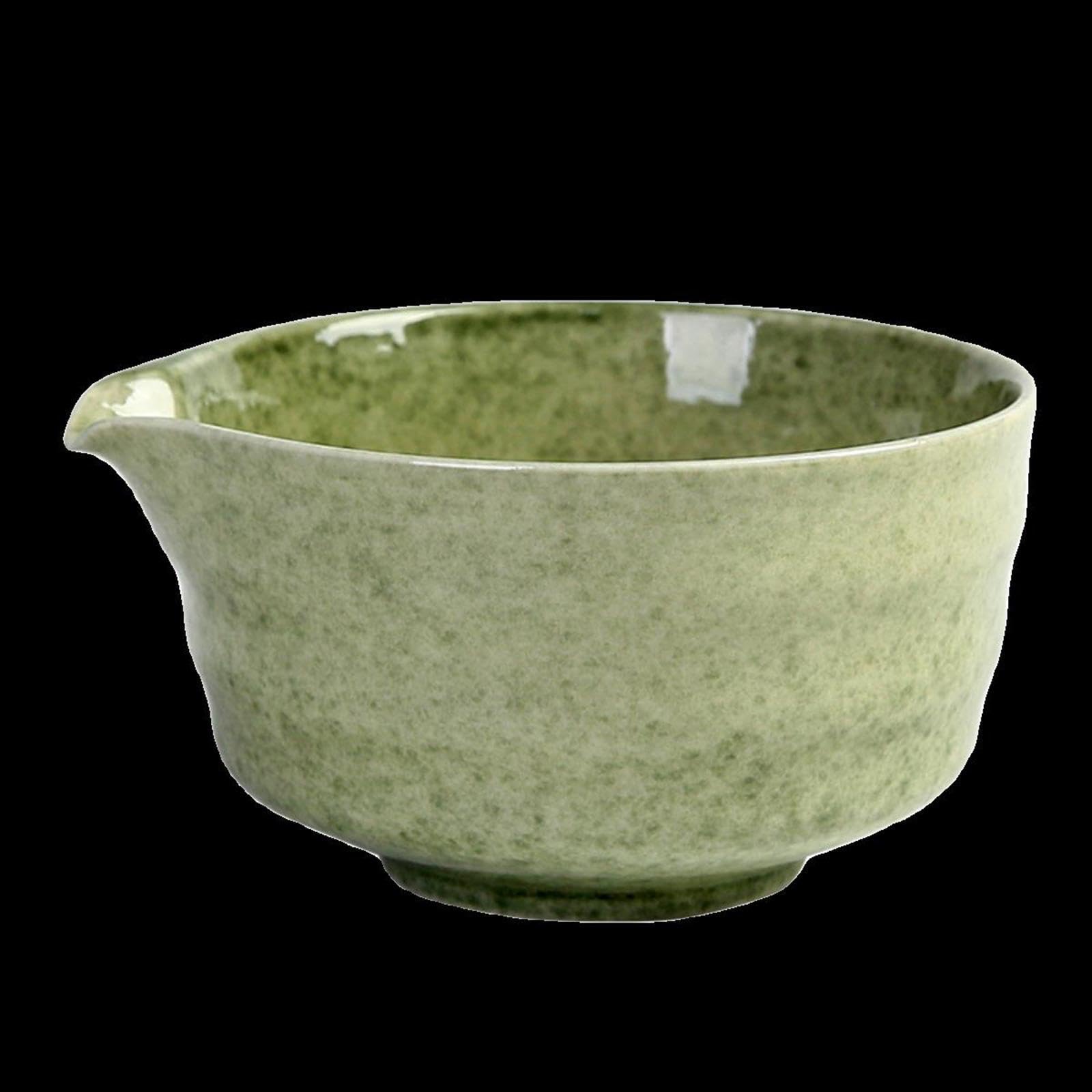 Matcha Schale Japanische Teeschale mit Ausguss Handgefertigte Porzellan Matcha Rührschüssel für Cremige Teezubereitung für Zuhause, Matcha Green