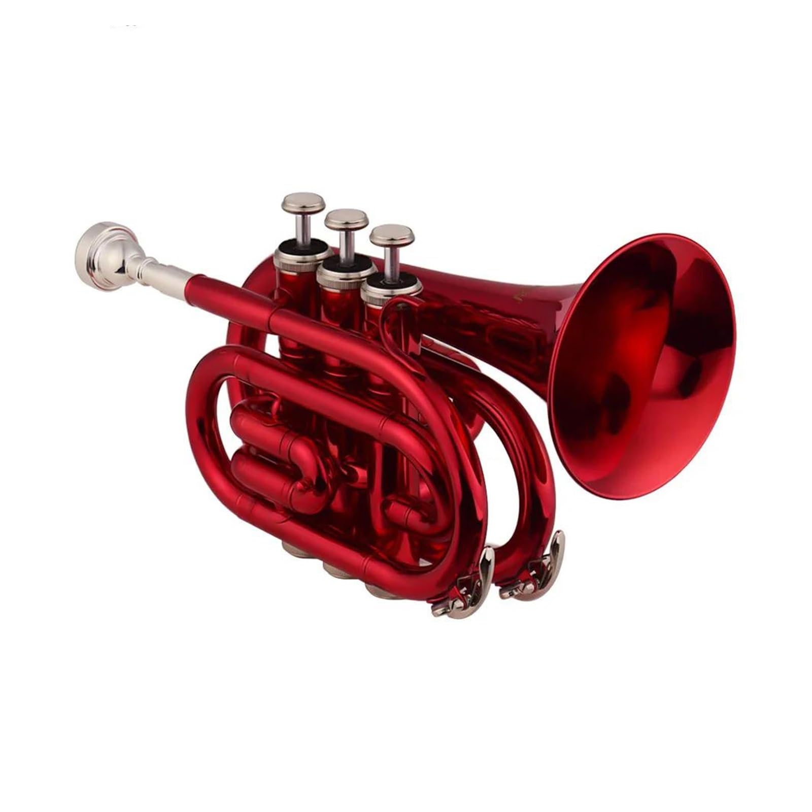 trąbka instrument Trąbka Kieszonkowa Bb, Płaski Instrument Dęty Z Mosiądzu Z Ustnikiem, Futerał Do Przenoszenia Akcesoriów (Color : Crimson)