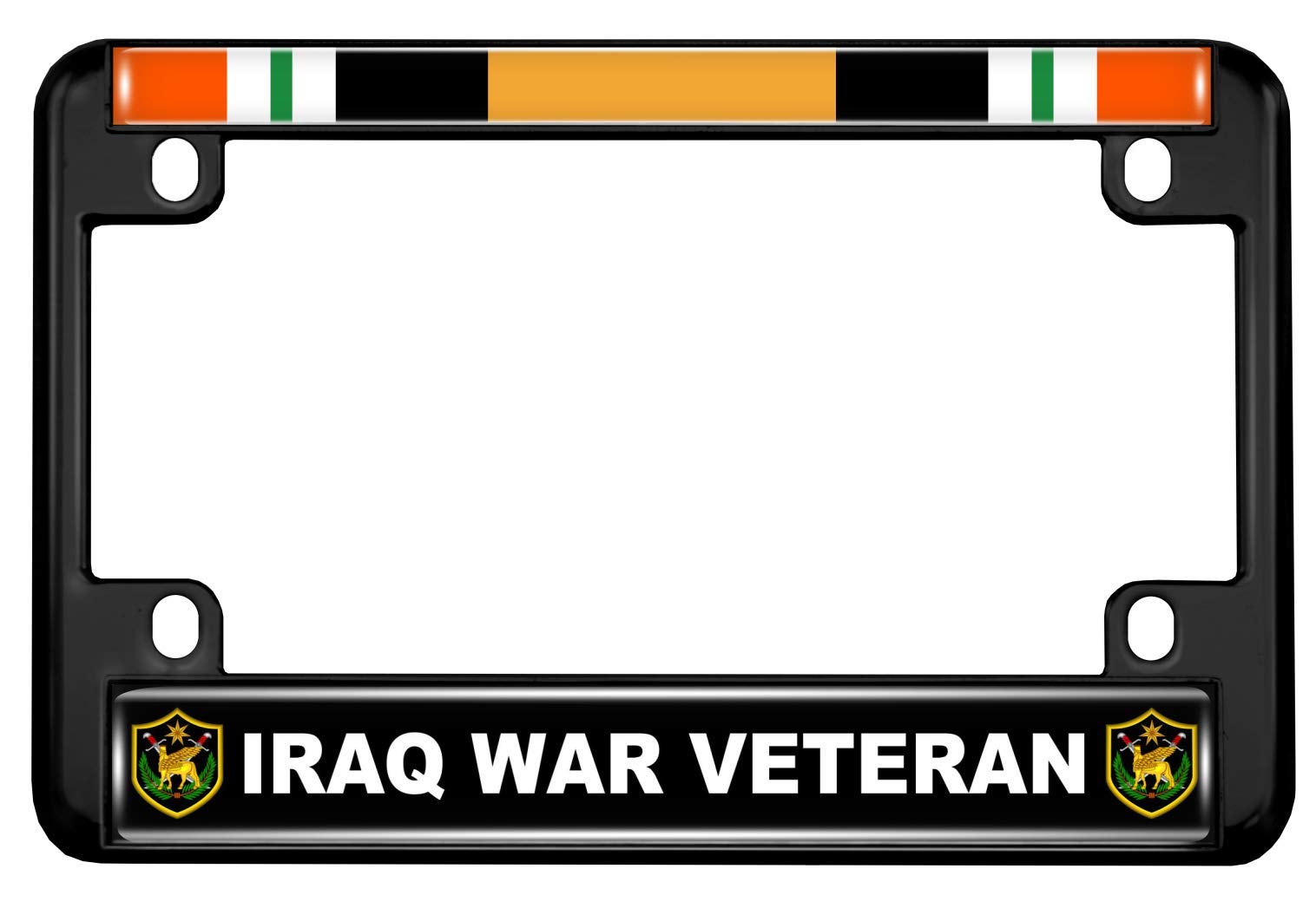 Motorcycle Metal License Plate Frame with Iraq War Veteran Design - Picture 5 of 18