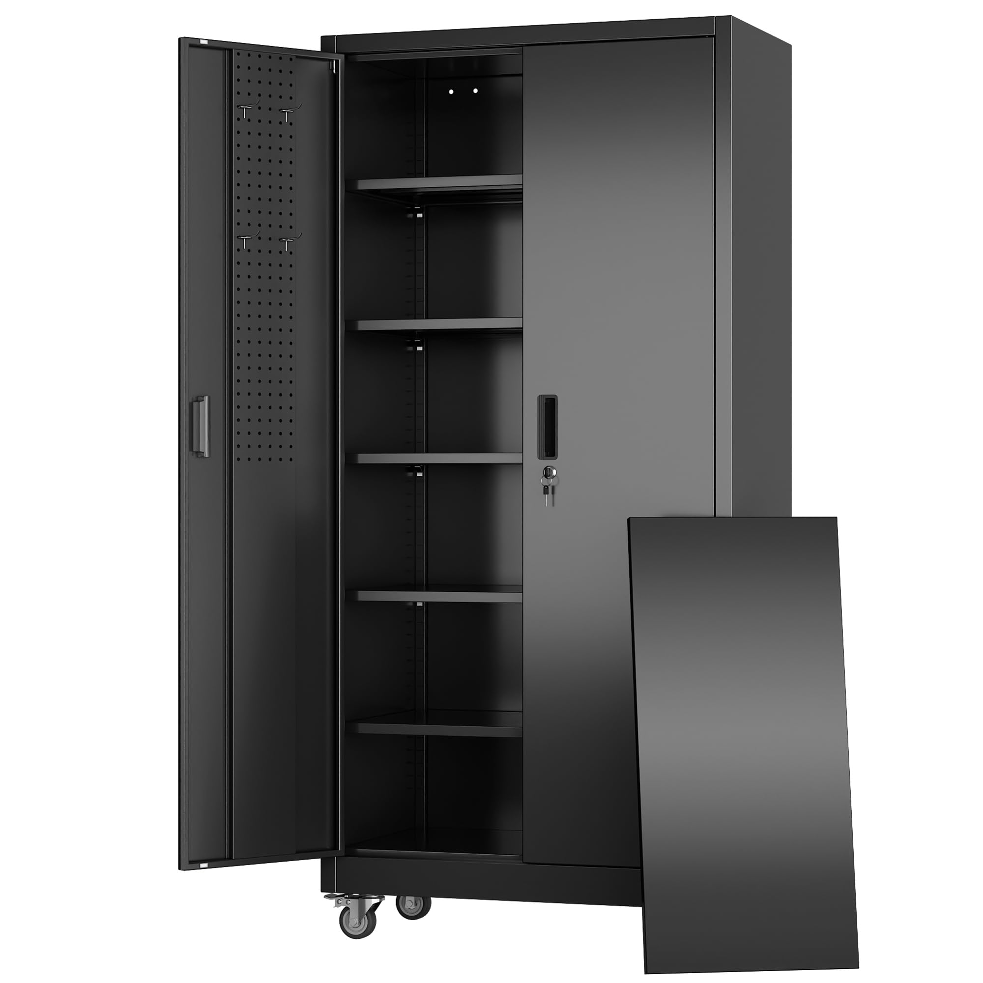 Aobabo Garage Storage Cabinet with Pegboard Door