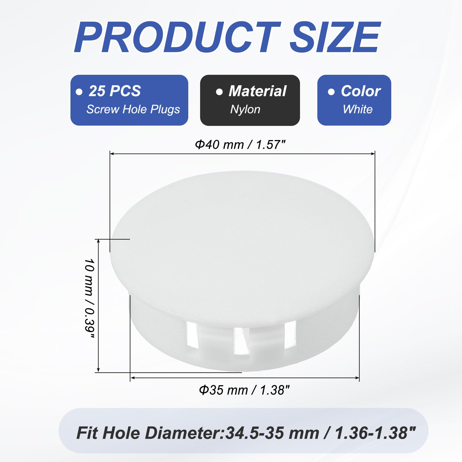 PATIKIL 35mm/1-3/8" Plastic Hole Plugs - Image 2