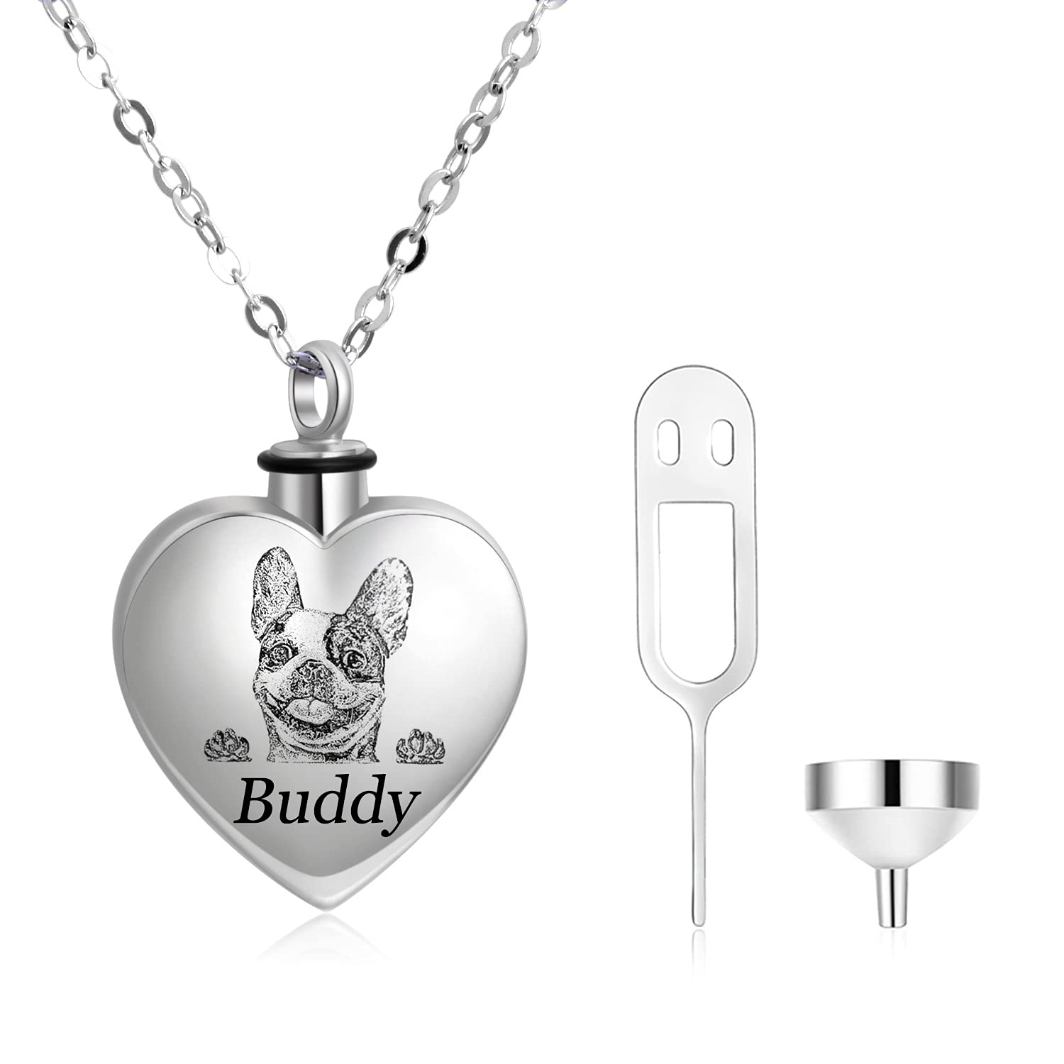 PEIMKO 925 Sterling Silver Heart Urn Necklaces Engraved Pawprint/Always in My Heart/Without Engraved/Personalized Cremation Keepsake Necklace for Ashes Pet Ashes
