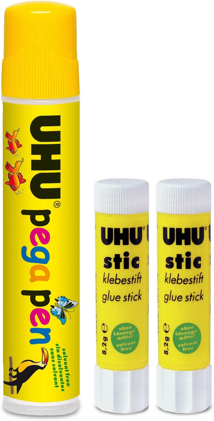 UHU stic 8.2g x 2 + UHU Glue pen 50ml x 1, the proven,strong, fast & sustainable glue sticks + liquid glue pen