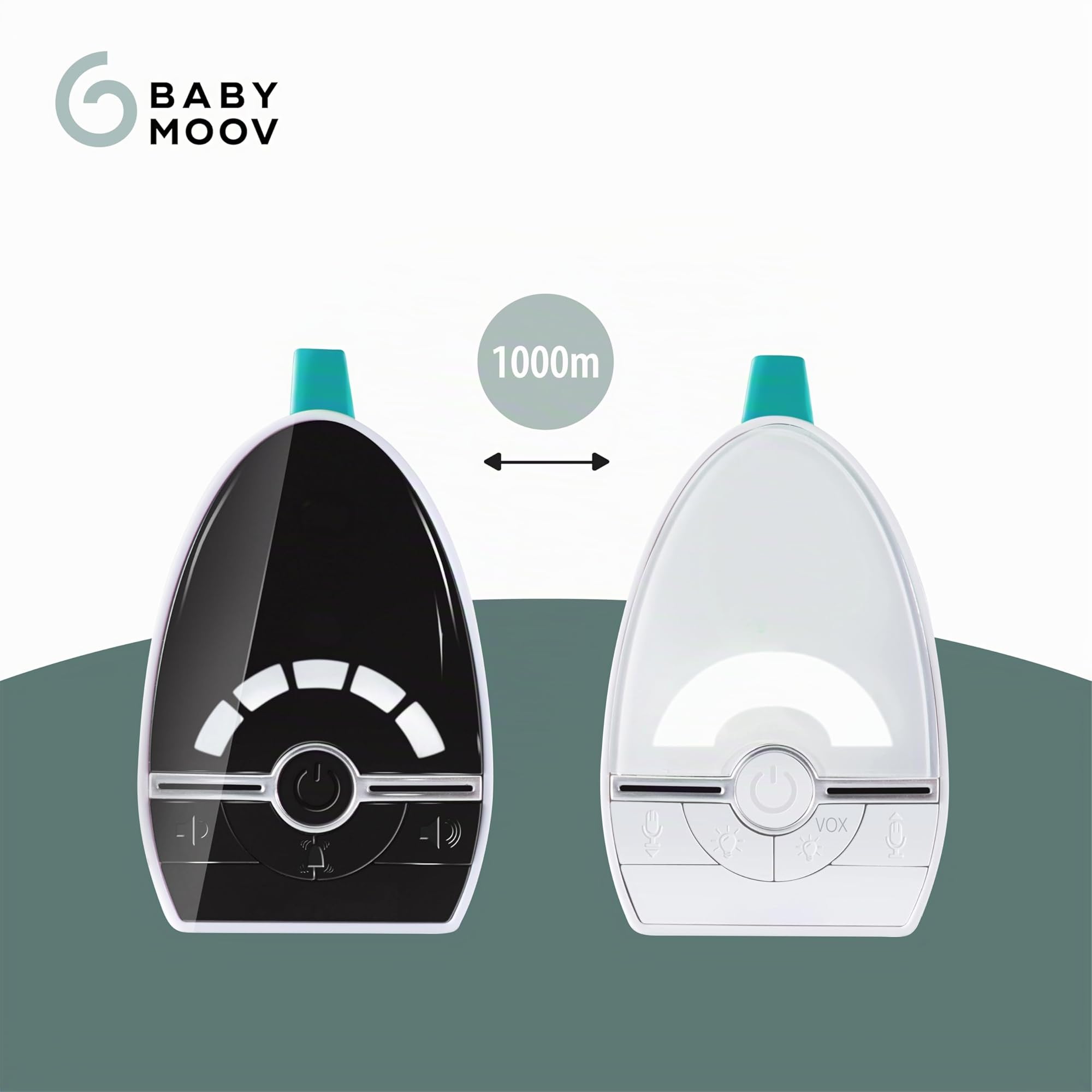 Babymoov Babyphone Audio Expert Care, Mode VOX, Veilleuse intégrée, Faible émissions d'ondes, Compact, Portée 1000 m