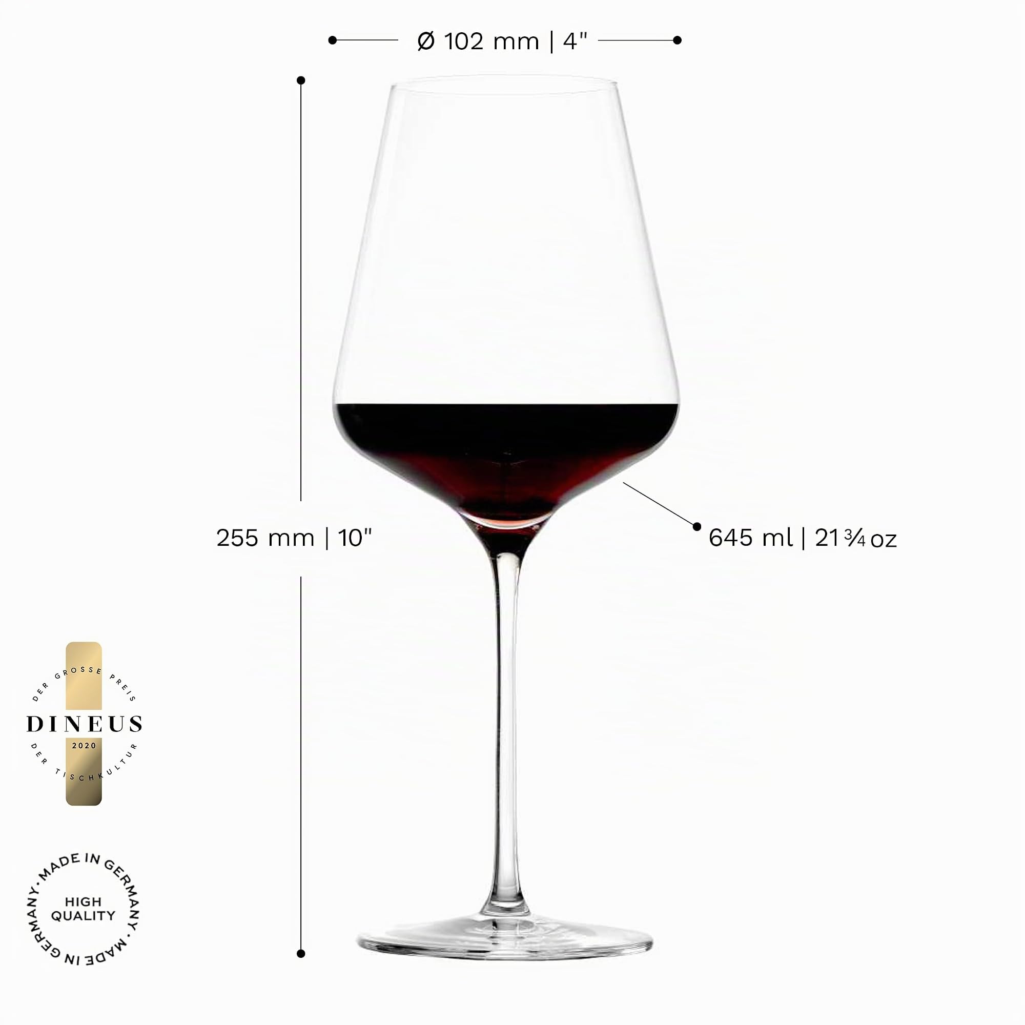 Verre à bordeaux Quatrophil de Stölzle Lausitz, 644 ml, lot de 6, aspect soufflé à la bouche, qualité supérieure, résistant au lave-vaisselle