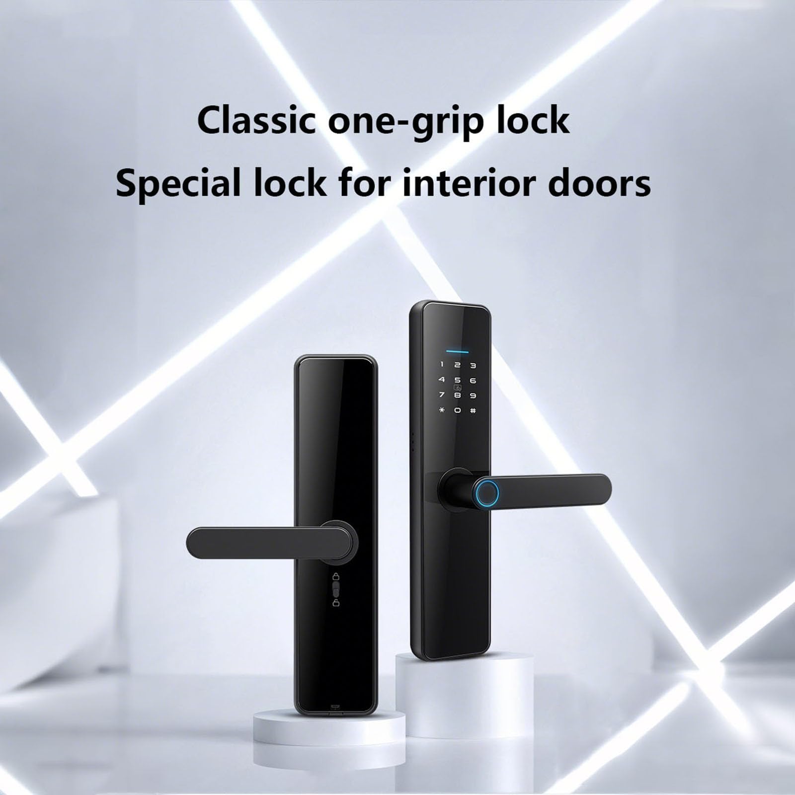 Inteligentny zamek do drzwi, odcisk palca, Tuya Smart zamek do drzwi, Bluetooth, inteligentny zamek z czytnikiem linii papilarnych, do drzwi o grubości 45-80 mm, czarny