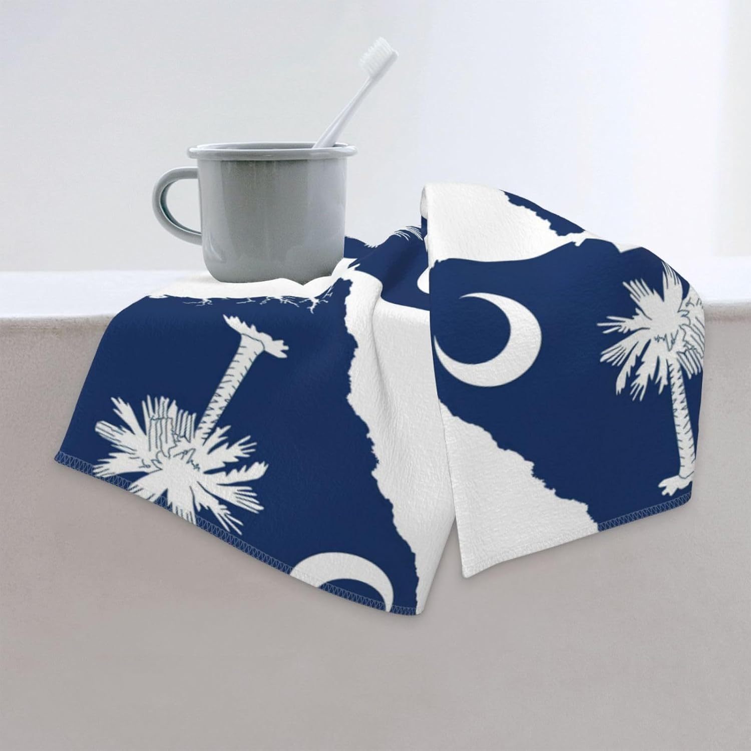 South Carolina Flag Map Print Hand Towels for Kitchen, Decorative Bathroom Towels Decor Farmhouse Cute for Men Women Gifts