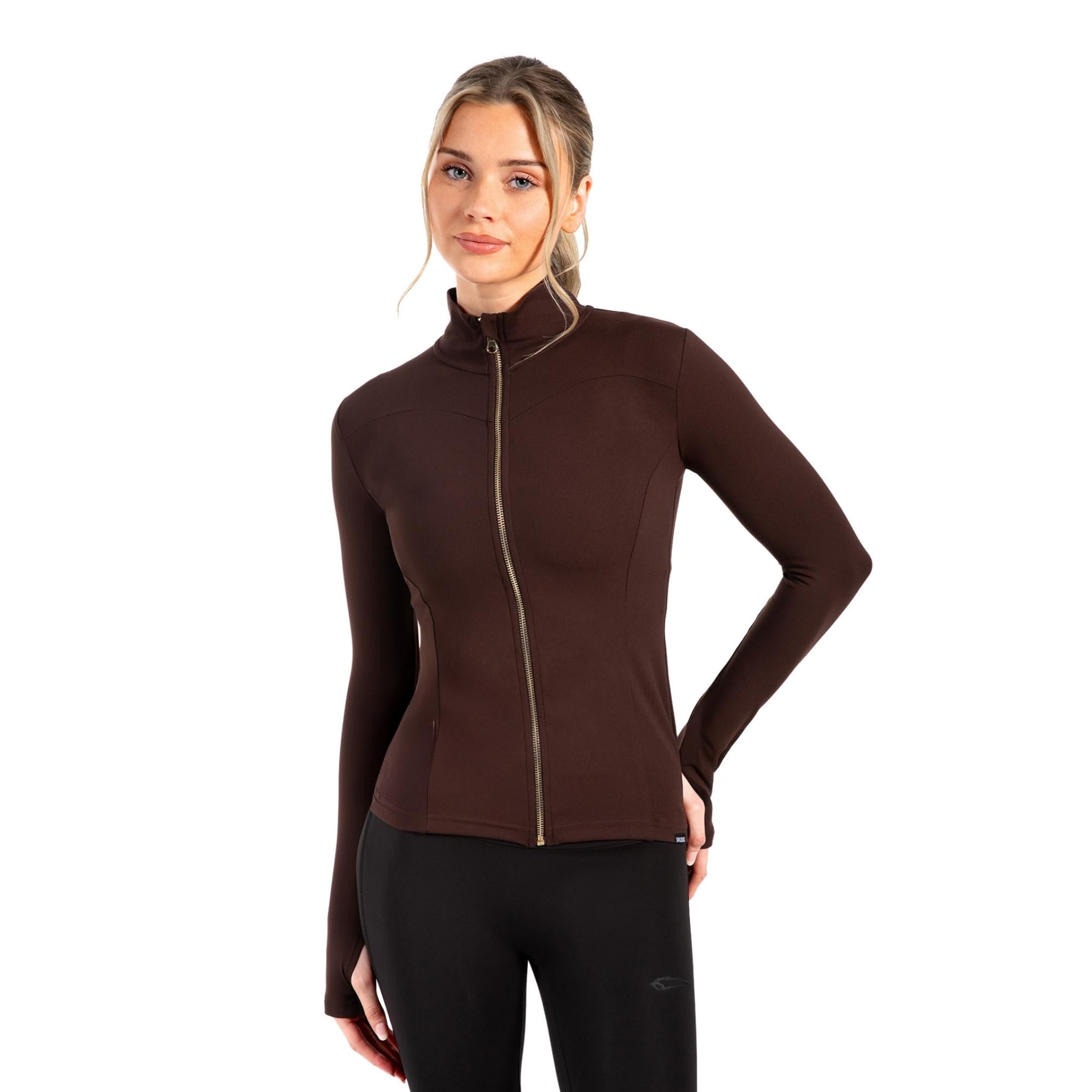 SMILODOX Sportjacke Damen Kenna, Laufjacke mit Stehkragen, Sport Oberteil mit tailliertem Schnitt & Daumenlöchern, Körperbetonte Sportjacke, Fitness Oberteil ideal für Freizeit, Sport, Laufen & Yoga