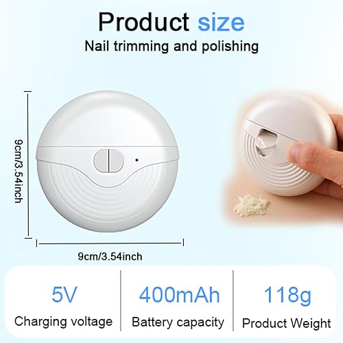 Miniatura 4 de Cortadora eléctrica automática de uñas con clip fácil 2 en 1 para adultos y personas mayores, inteligente de 3 velocidades para uñas gruesas, pulido