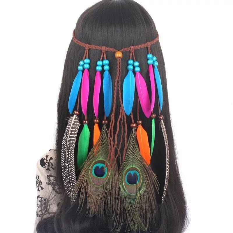 Amoar Feder-Stirnband – Indianer-Look Hippie Kopfschmuck Für Festival, Karneval Und Boho-Outfit