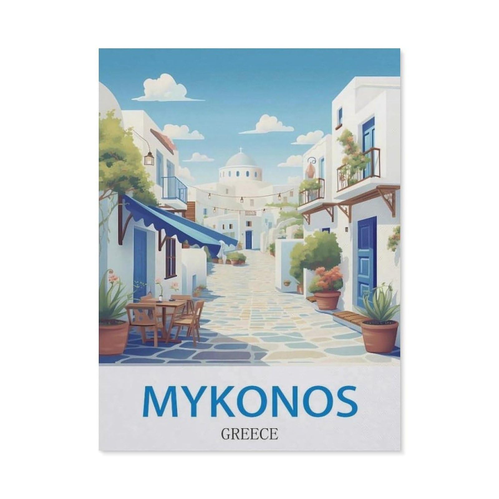 Mykonos Greece，Vintage Metal Sign Kitchen Bathroom Office Bar Coffee Garage Cave Home Living Wall Decor(15x30cm）6x12 inch-EE18