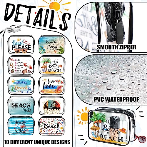 Kacctyen 10 Pcs Beach Clear Makeup Bags Gift for Women Clear Toiletry Bag Beach Cosmetic Bags Waterproof Travel Multifunction Pouch for Friend Sister Nurse Vacation Organization3