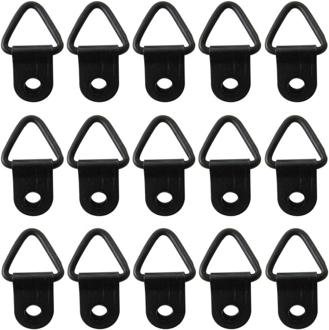 100Pcs Triangle Frame Ring Hanger Small D Ring Picture Hanging Single Hole Wall Mount Hook Picture Frame Decoration Accessories(Black)