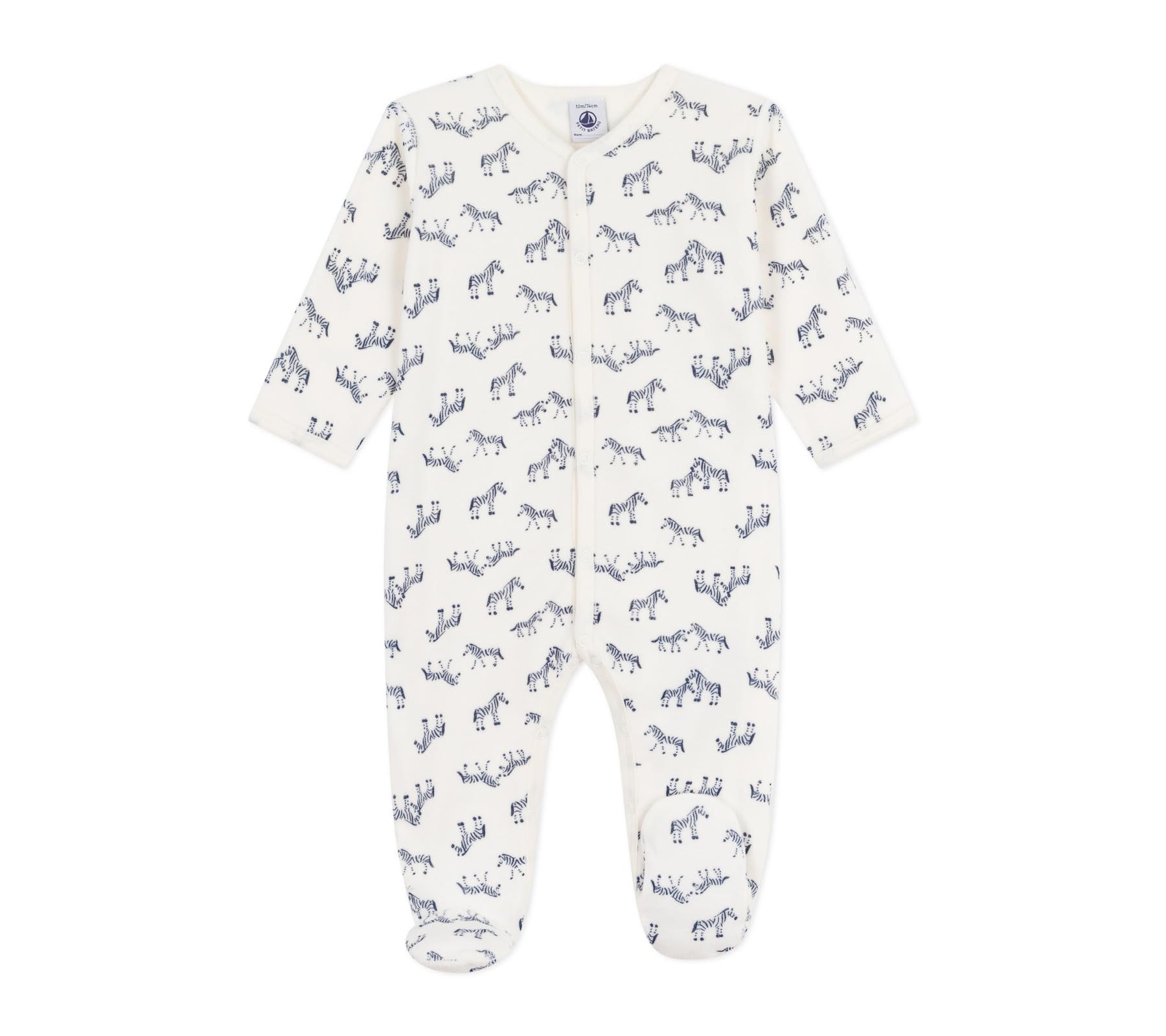Petit Bateau Pyjama bébé en Velours imprimé zèbre