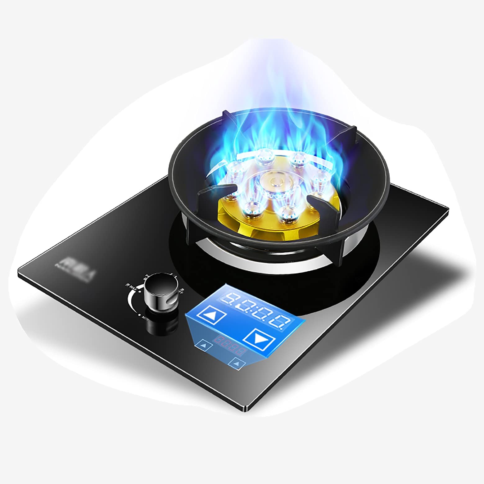 Gas Stove Gas Built-In Gas Cooktop 5.2Kw Glass Cooker Hob 1 Burner,With Zinc Alloy Knob &amp;Flame Failure Protection (F LPG) (F LPG)