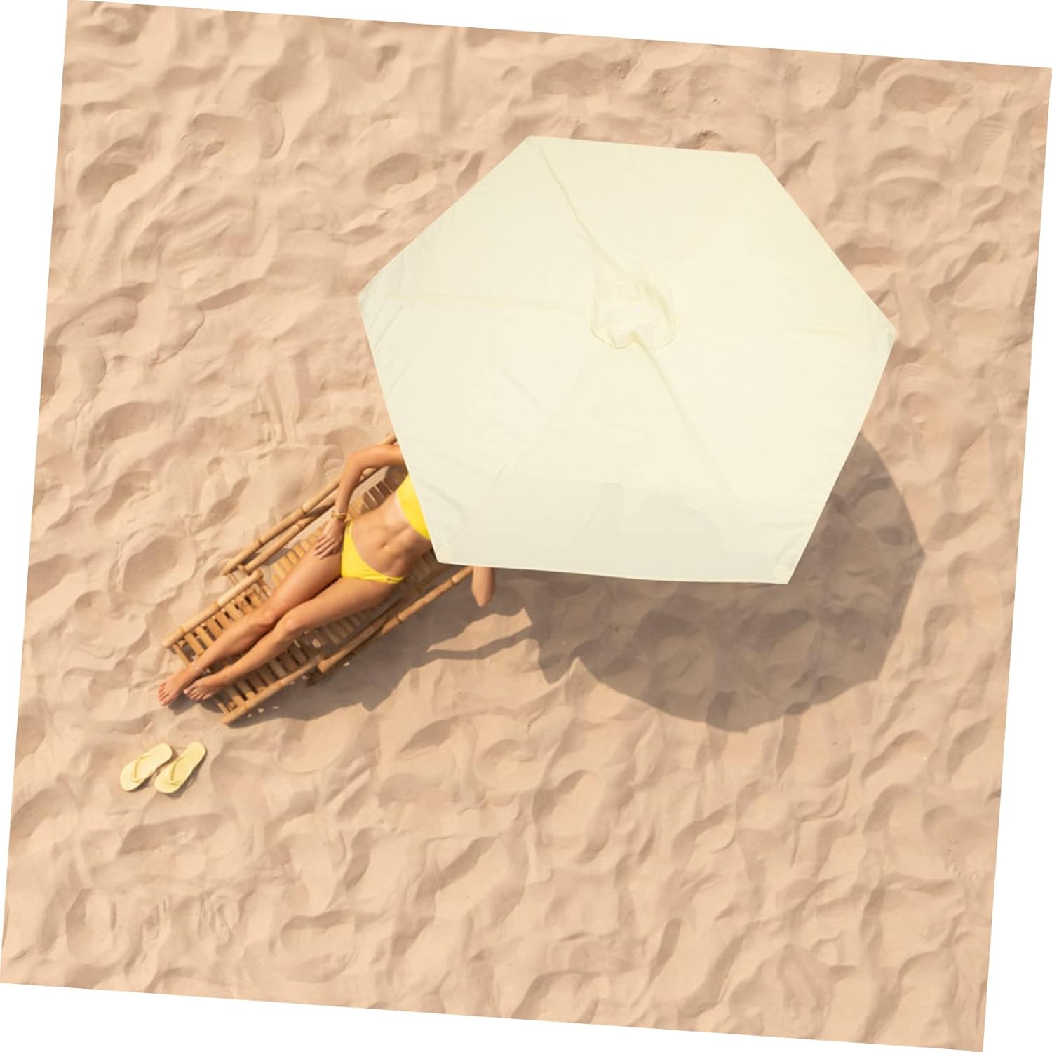 Garden Umbrella Cloth Patio Umbrella Replacement Cover Beige Canopy Easy Install
