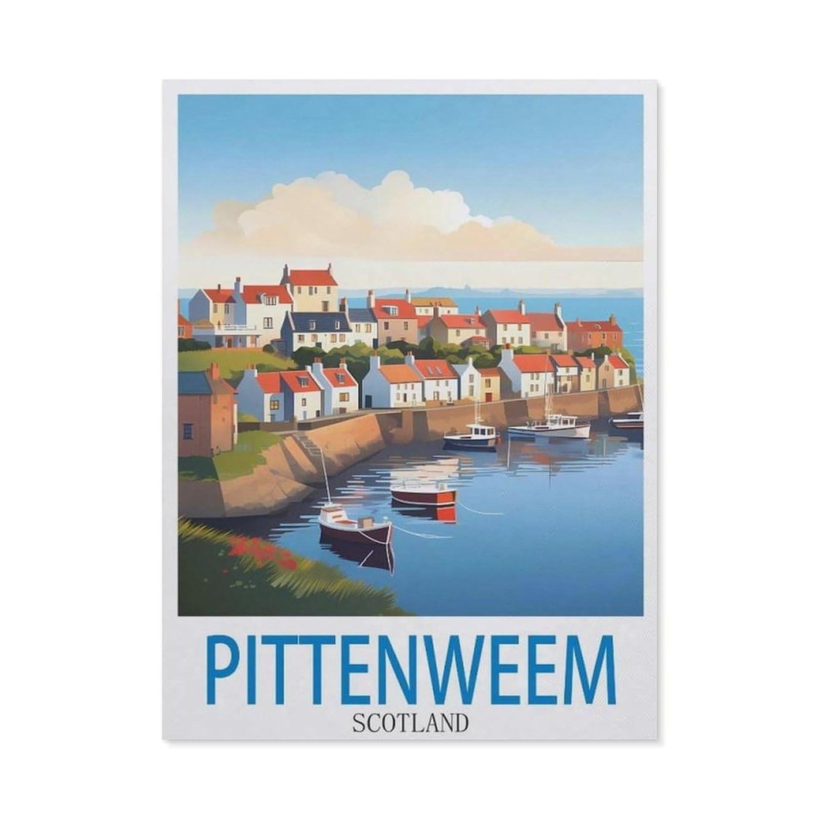 BEAYODKP 5D DIY Diamond Painting，Pittenweem Scotland（50 x 60 cm）