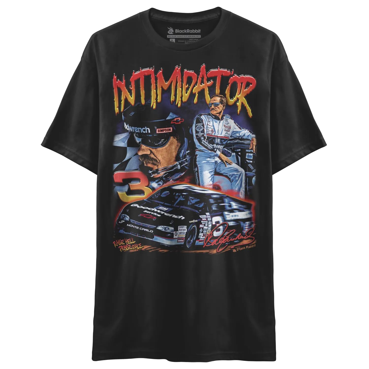 Black Rabbit 90s Racing Intimidator Earnhardt Raise Hell Praise Dale Retro Unisex T-Shirt