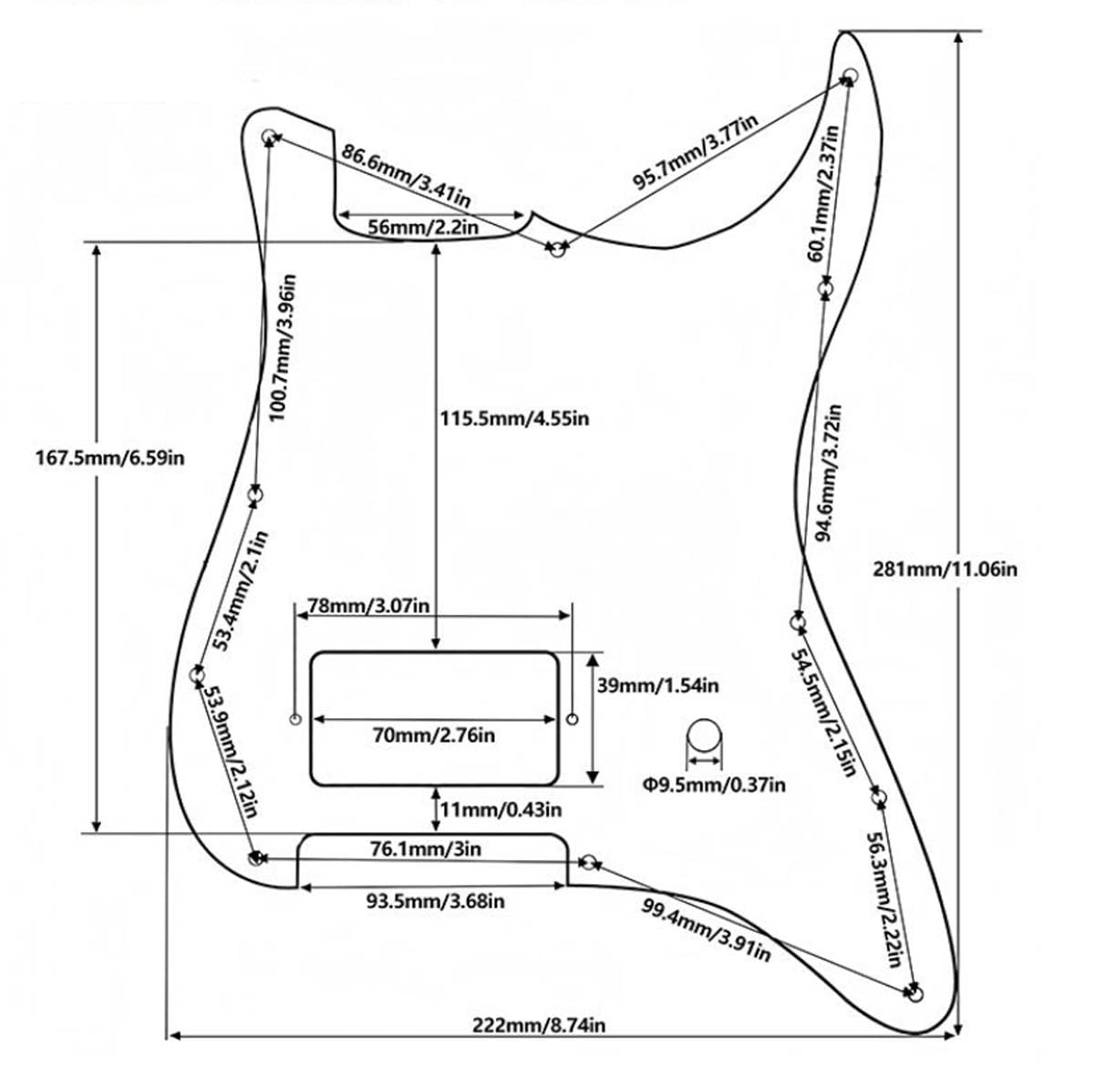 SHENGSUI White Pearl Pro 11 Holes ST Strat One Covered Humbucker Guitar Pickguard for USA/Mexico FD Tom Delonge Strat Style Electric Guitar