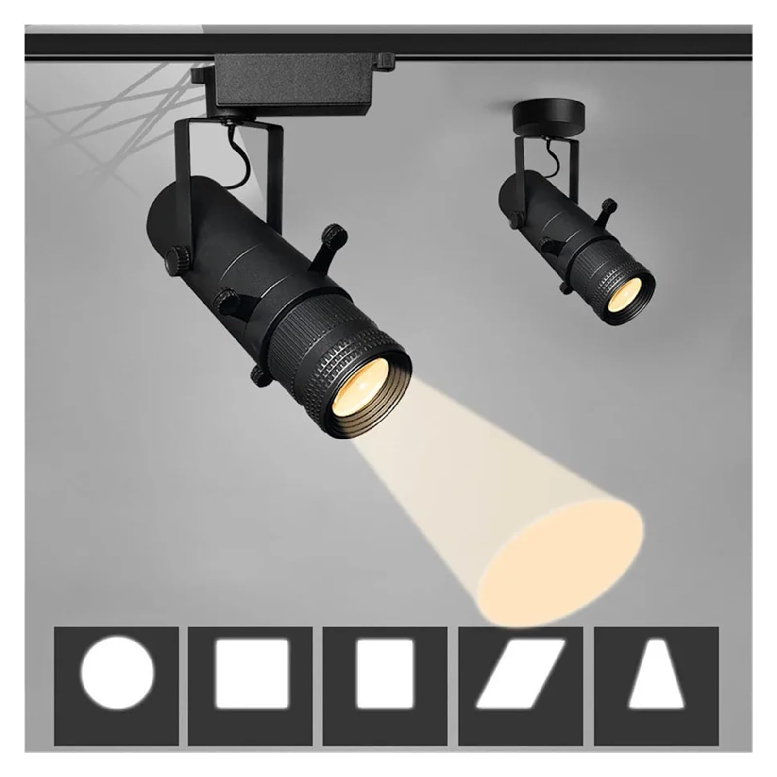 5W 10W 15W Grafika Cięcie Światło Regulowany Kwadratowy Kształt LED Szyna Reflektor Muzeum Sztuka Dekoracja Galeria Malowanie Cięcie Lampa(12w,BLACK CEILING LIGHT_6000K)