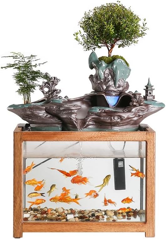 Tabletop Waterfall Rockery Fountain - Living Room Waterscape with Circulating Water & Humidifier Function