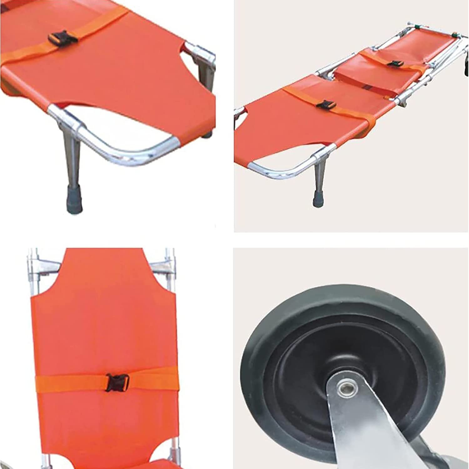 Camilla de Rescate de Emergencia, Silla Plegable de Aluminio, Camilla de evacuación para ambulancias, Bomberos, escaleras, con 2 Patas de Apoyo y Ruedas.