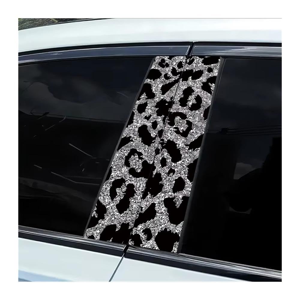 Bertdcx One Color 2 Pieces Of Automotive B-Pillar Stickers Leopard Print Smooth Material Protection Film Auto Parts